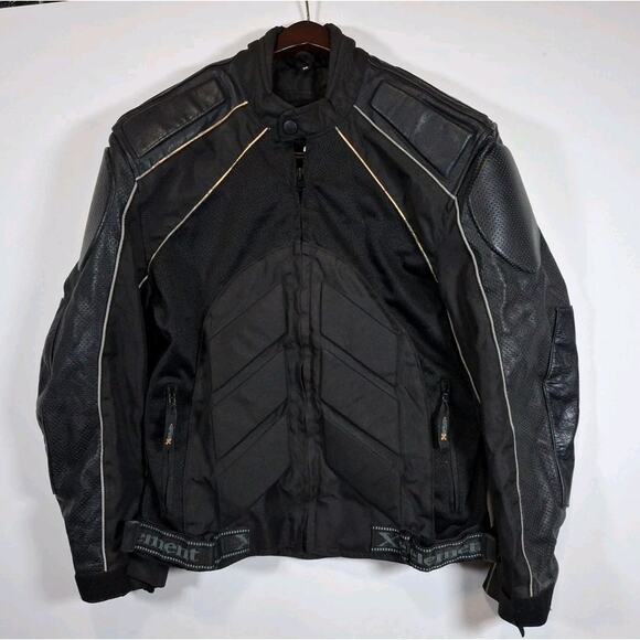 Xelement Black Padded Mens Motorcycle Jacket Size Med W/Zip Out Liner - Picture 1 of 10